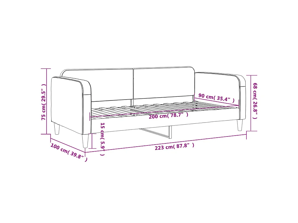Slaapbank 90x200 cm stof taupe