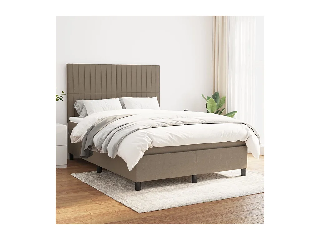 Sommier à lattes de lit avec matelas Taupe 140x200 cm Tissu