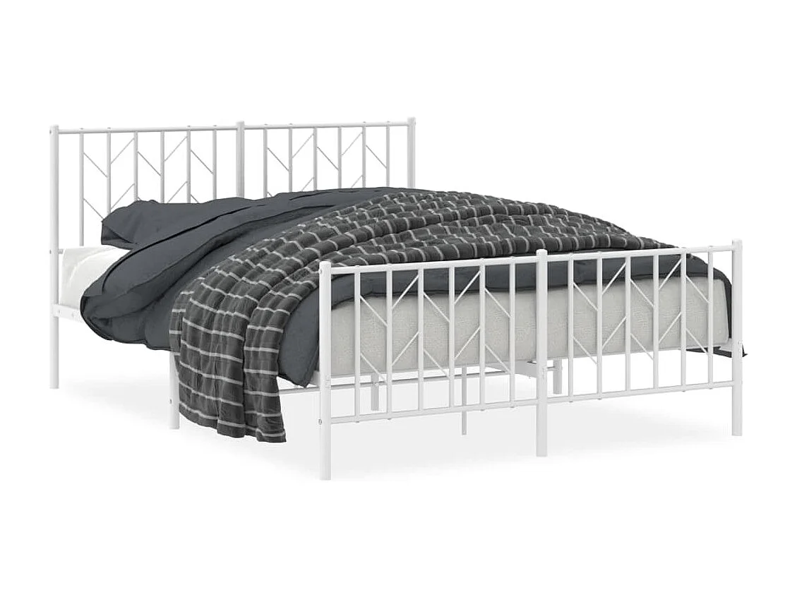 Bedframe met hoofd- en voeteneinde metaal wit 135x190 cm