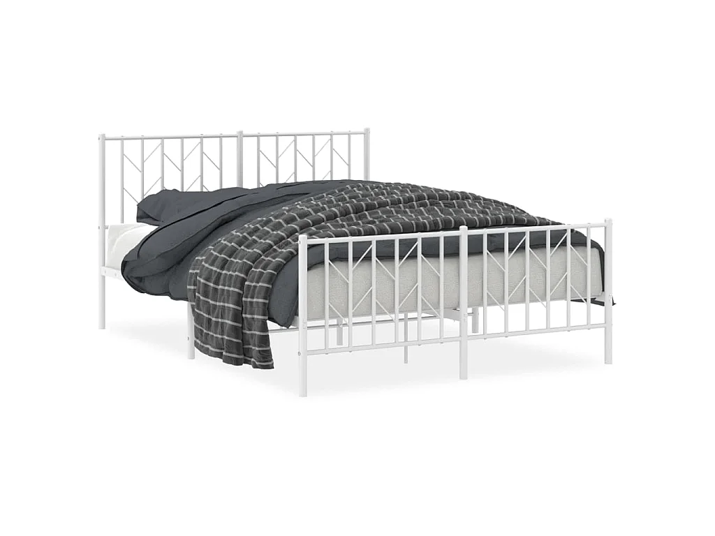 Estructura cama sin colchón con estribo metal blanco 135x190 cm