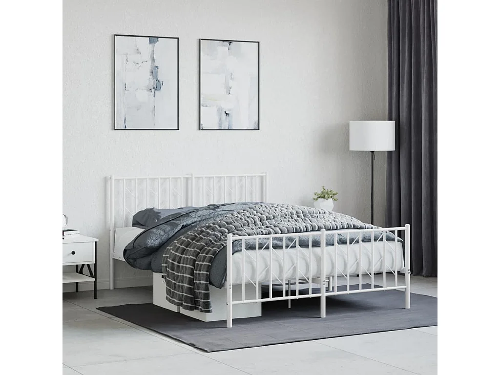 Estructura cama sin colchón con estribo metal blanco 135x190 cm