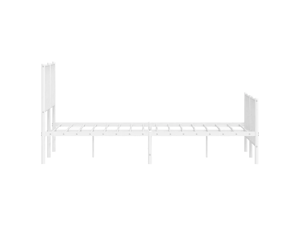 Cadre de lit métal sans matelas et pied de lit blanc 135x190 cm
