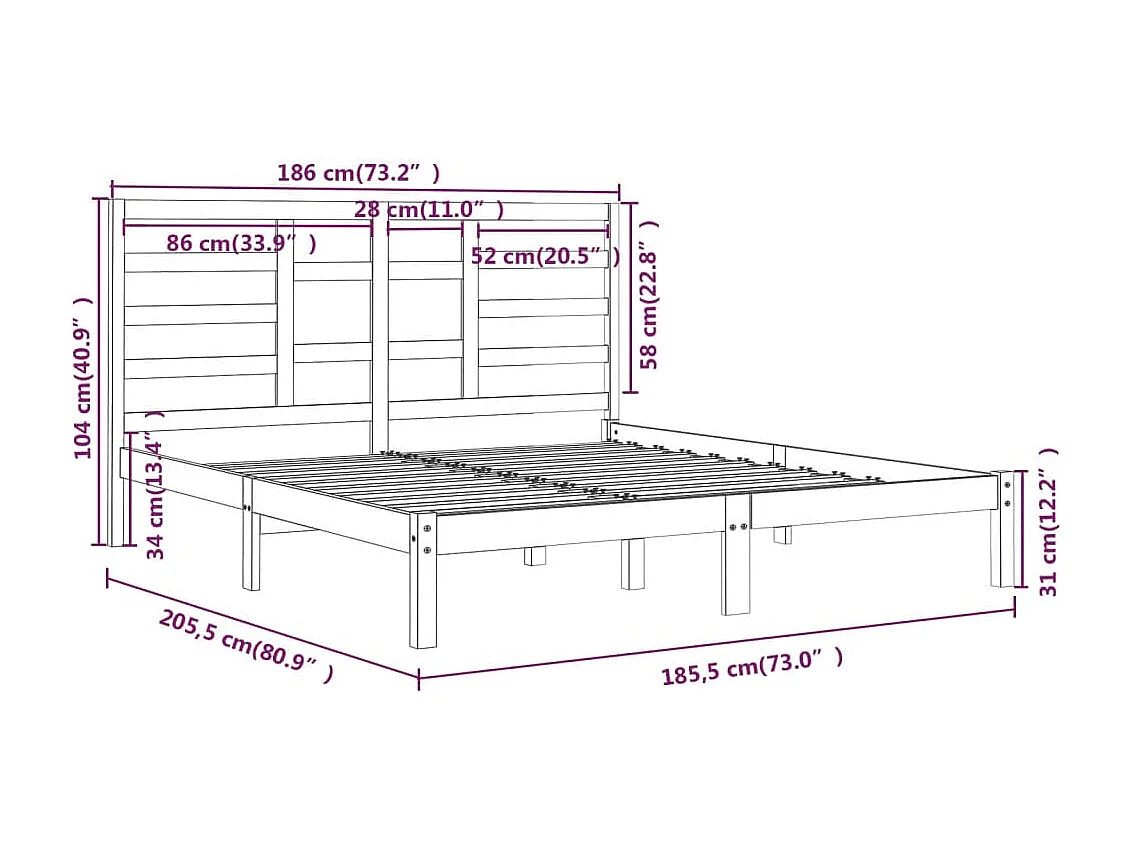Massivholzbett 180x200 cm