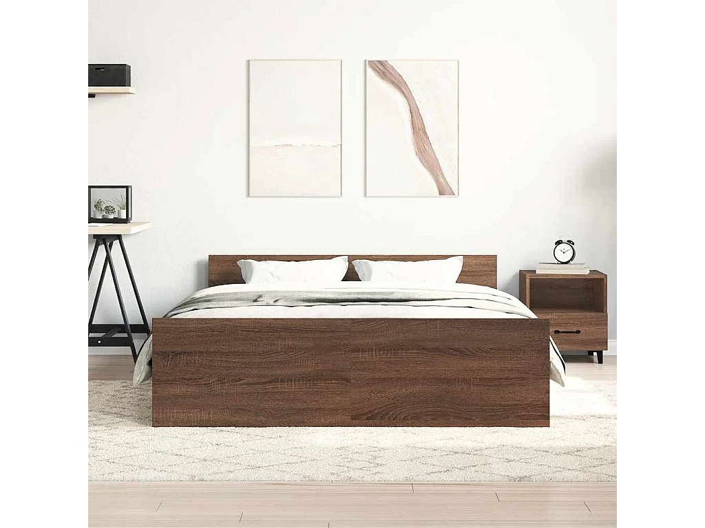 Cadre de lit sans matelas chêne marron 140x200 cm