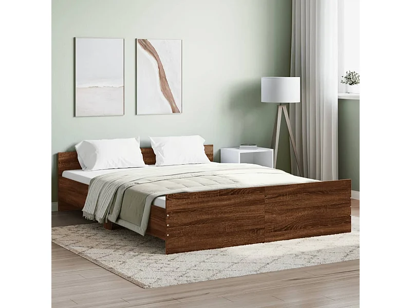 Bedframe hoofd- en voeteneinde bruin eikenkleur 140x200 cm