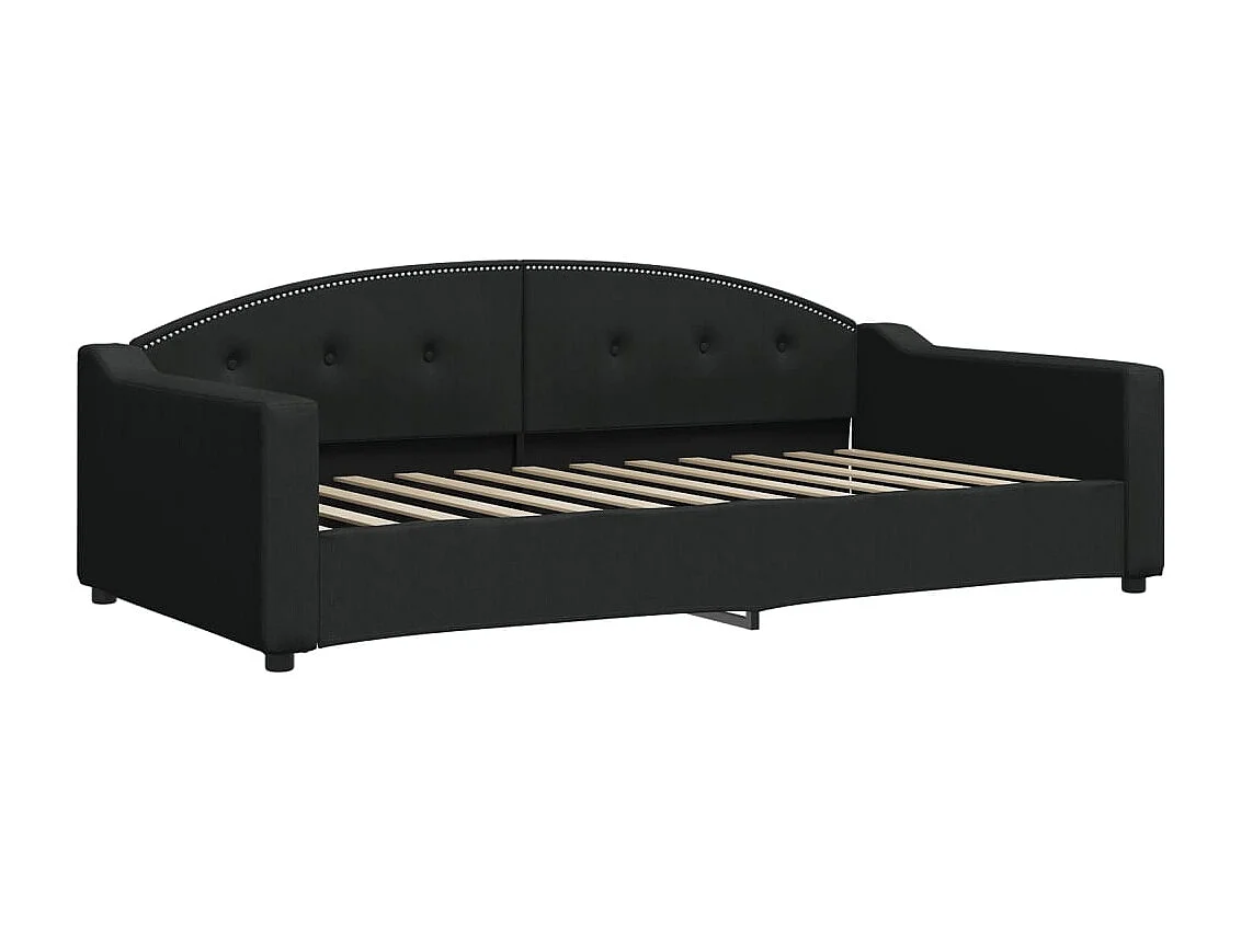 Lit de jour avec gigogne et tiroirs noir 100x200 cm tissu