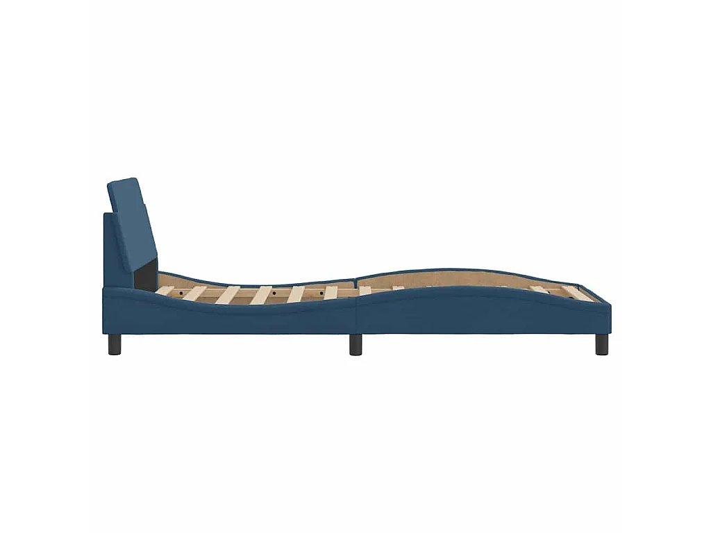 Cadre de lit avec tête de lit Dover bleu 90x190 cm tissu