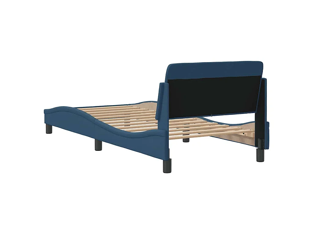 Cadre de lit avec tête de lit Dover bleu 90x190 cm tissu