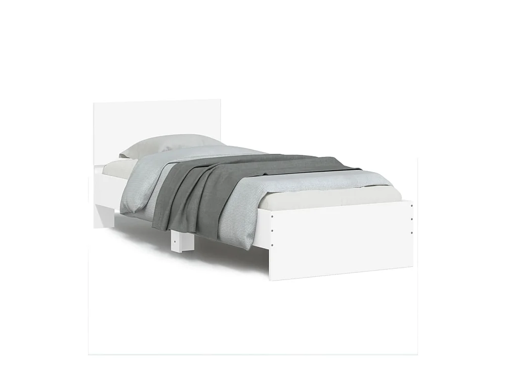 Cadre de lit sans matelas avec tête de lit blanc 90x200 cm
