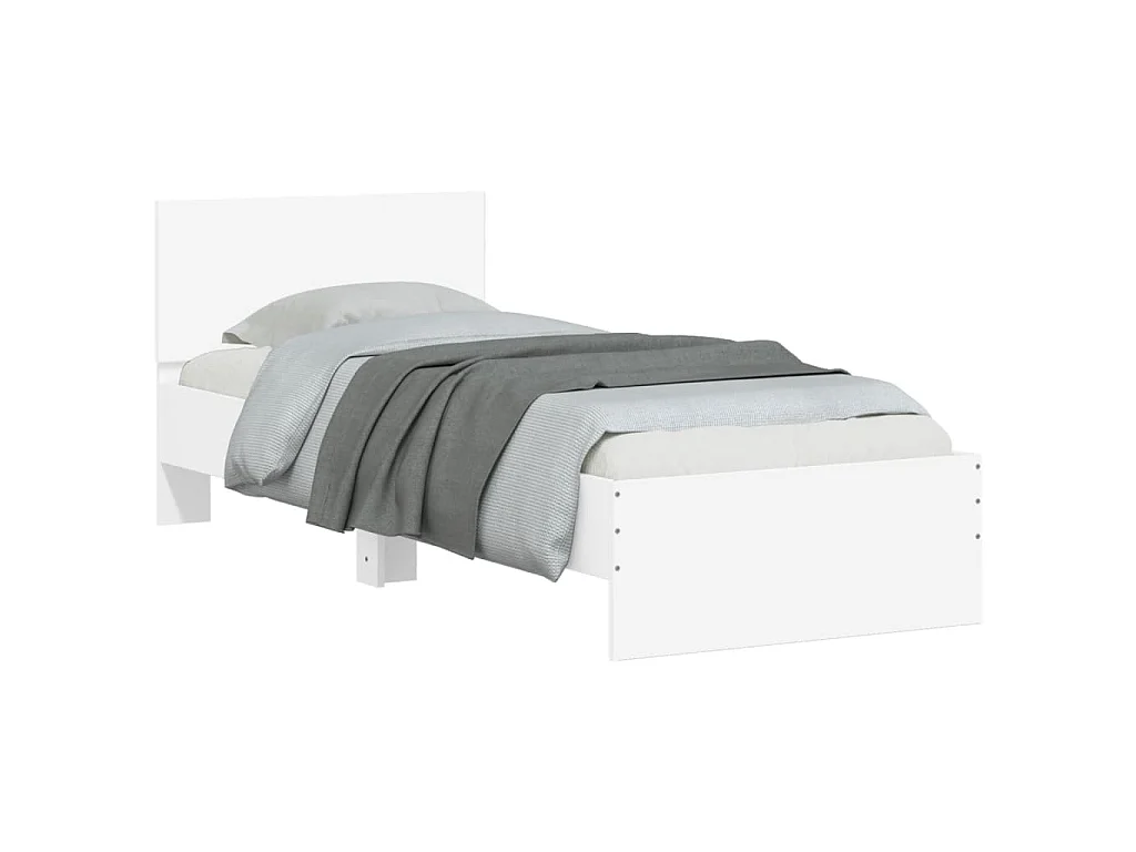 Cadre de lit sans matelas avec tête de lit blanc 90x200 cm