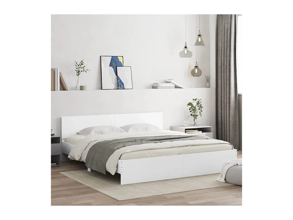 Cadre de lit sans matelas blanc 180x200 cm
