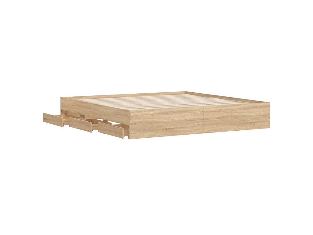 Cadre de lit avec tiroirs sans matelas chêne sonoma 200x200 cm