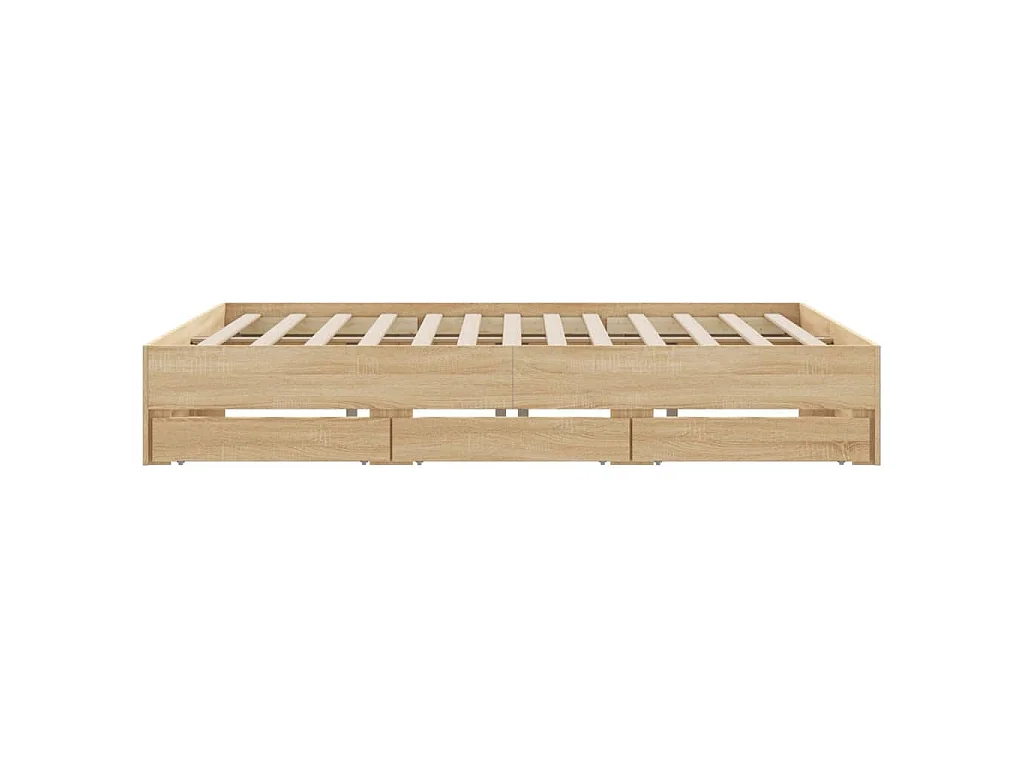 Cadre de lit avec tiroirs sans matelas chêne sonoma 200x200 cm
