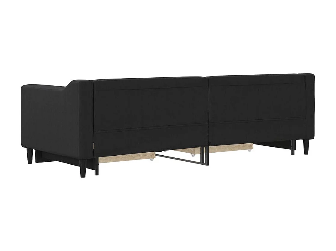 Lit de jour avec gigogne et tiroirs sans matelas noir 80x200 cm