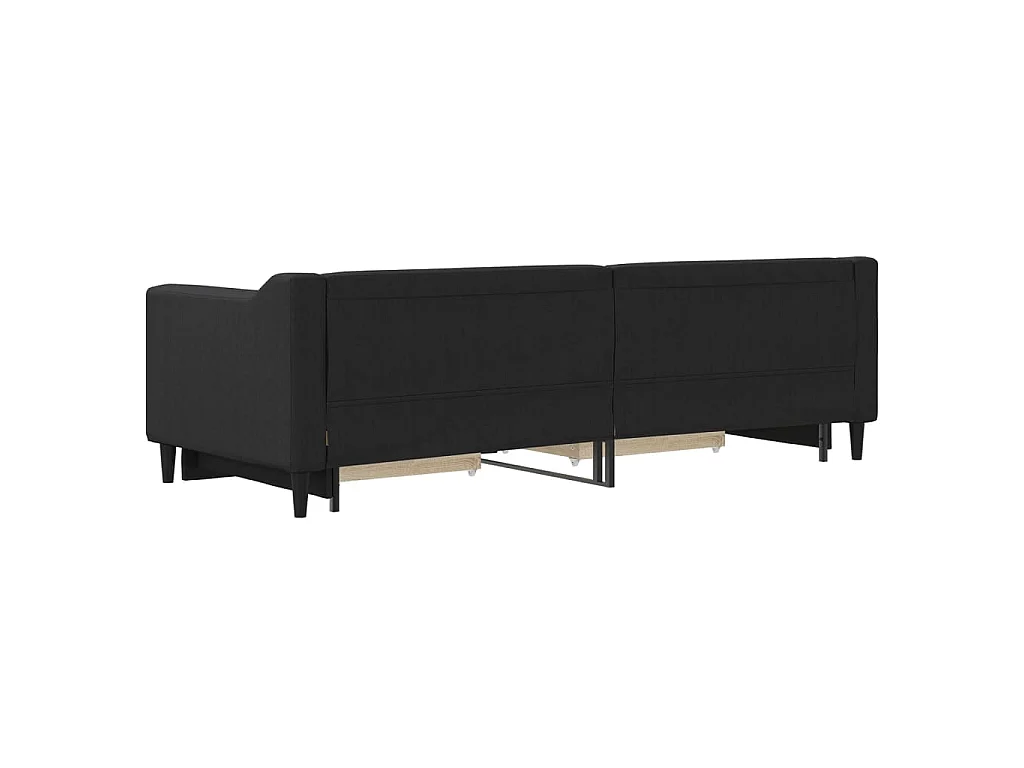 Lit de jour avec gigogne et tiroirs sans matelas noir 80x200 cm