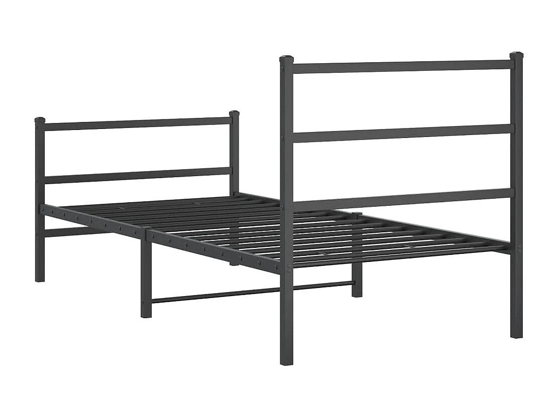 Bettgestell mit Kopf- und Fußteil Metall Schwarz 90x200 cm