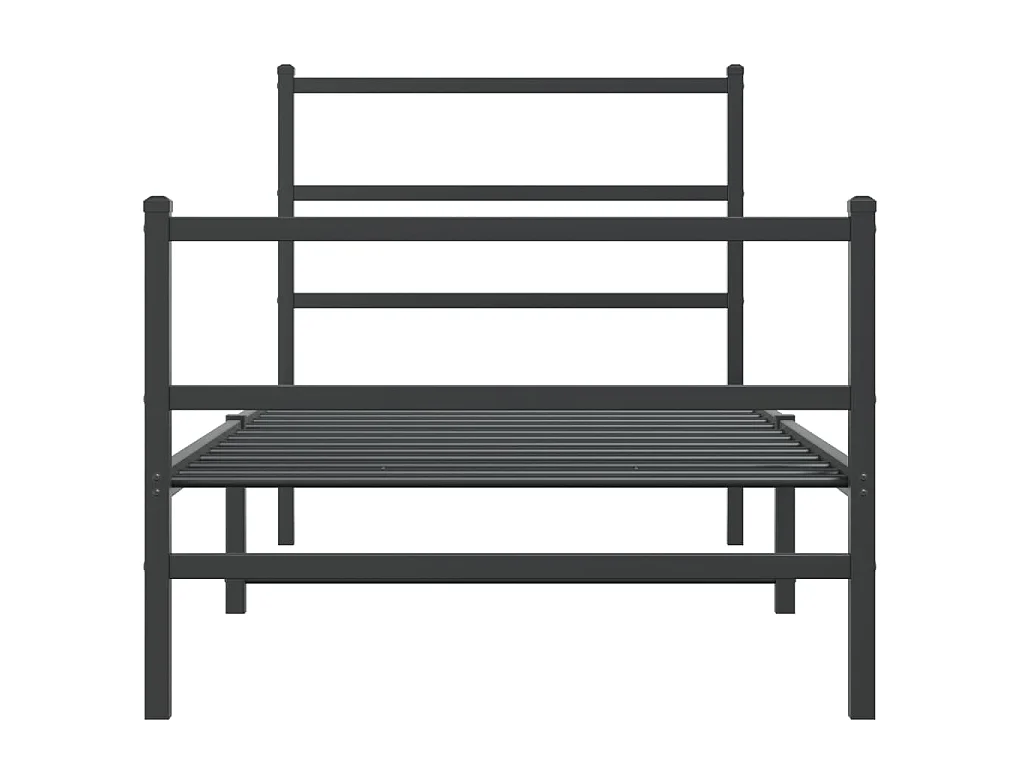 Cadre de lit métal sans matelas avec pied de lit noir 90x200 cm