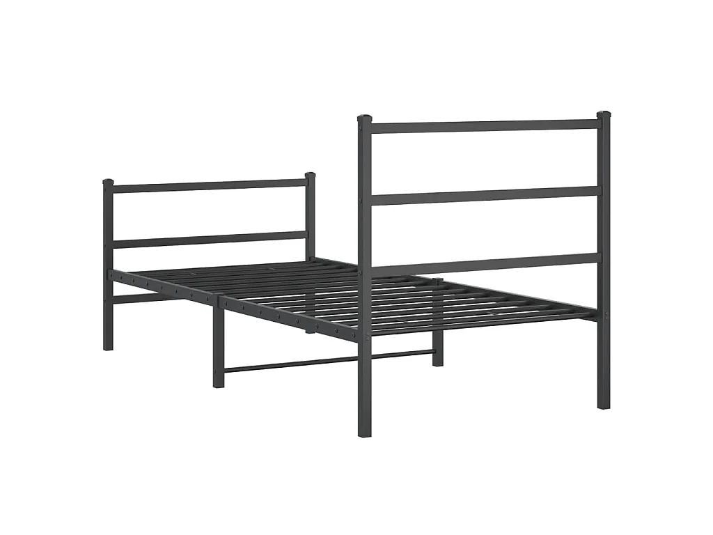 Cadre de lit métal sans matelas avec pied de lit noir 90x200 cm
