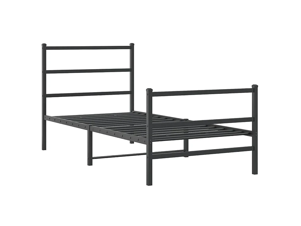 Giroletto con Testiera e Pediera Metallo Nero 90x200 cm