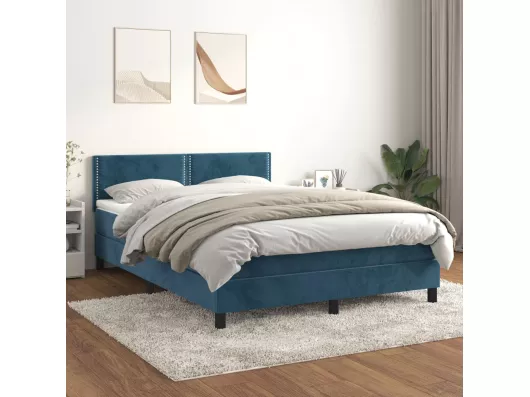 Kauf Unique Boxspringbett mit Matratze Dunkelblau 140x190 cm Samt