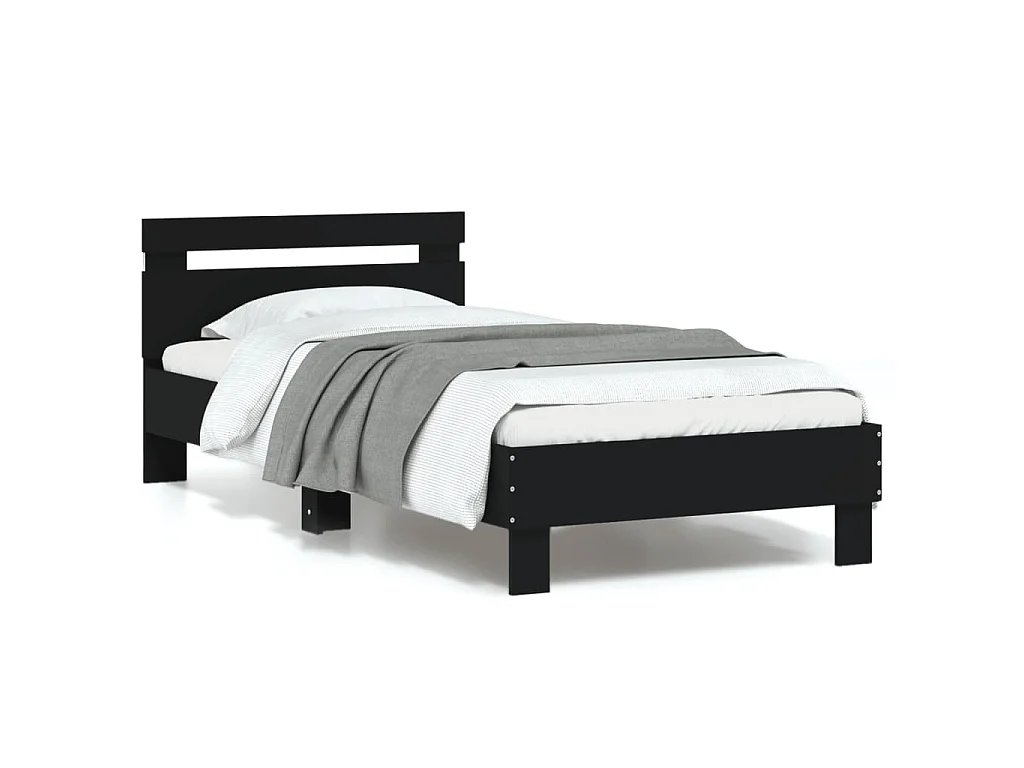 Cadre de lit sans matelas avec lumières LED noir 90x200 cm