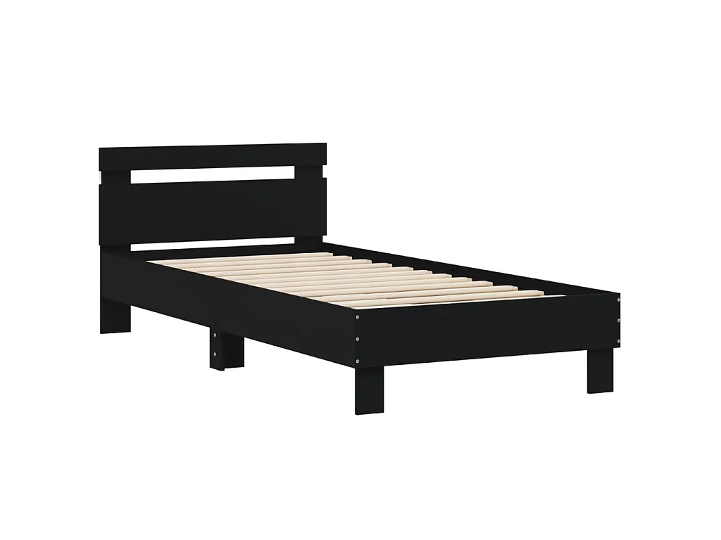 Cadre de lit sans matelas avec lumières LED noir 90x200 cm