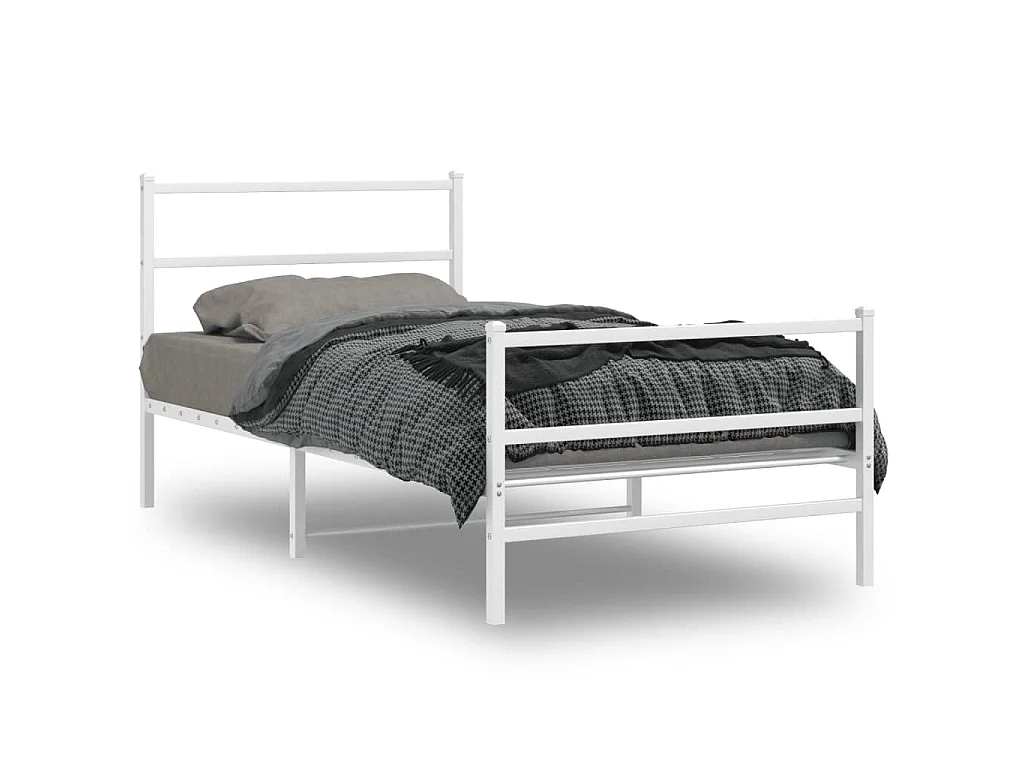 Bedframe met hoofd- en voeteneinde metaal wit 100x190 cm