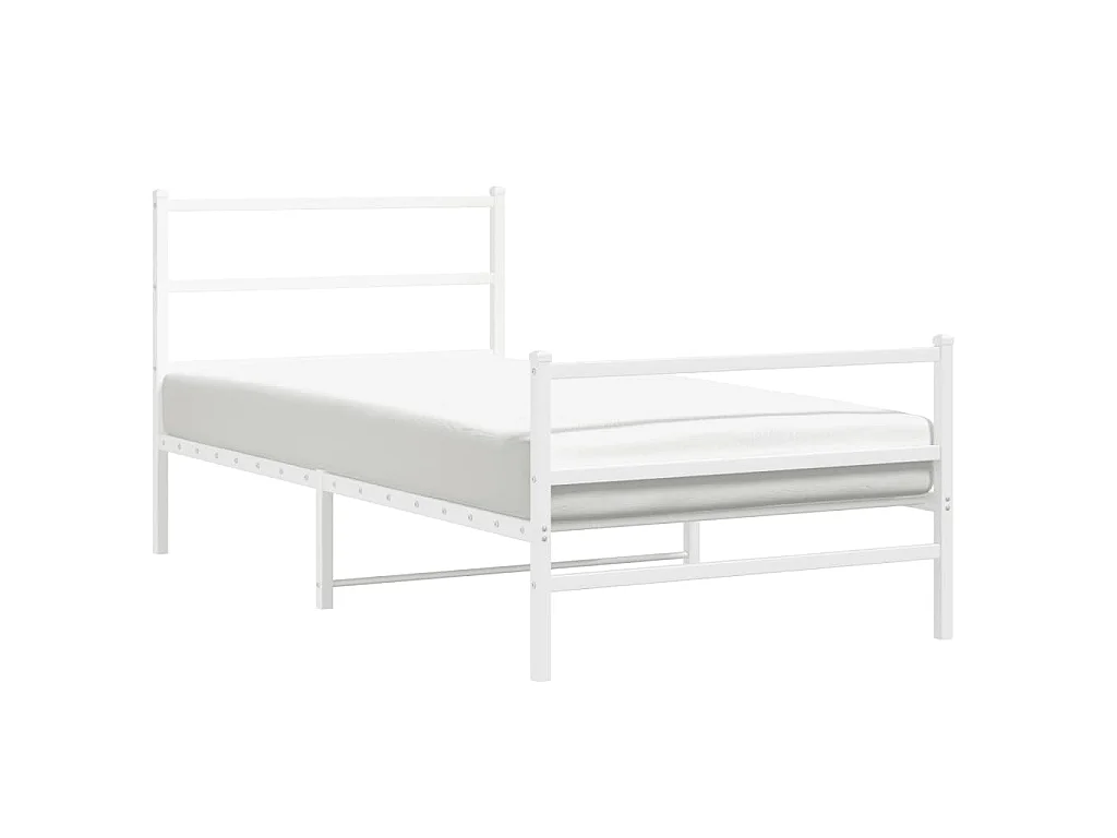 Bedframe met hoofd- en voeteneinde metaal wit 100x190 cm