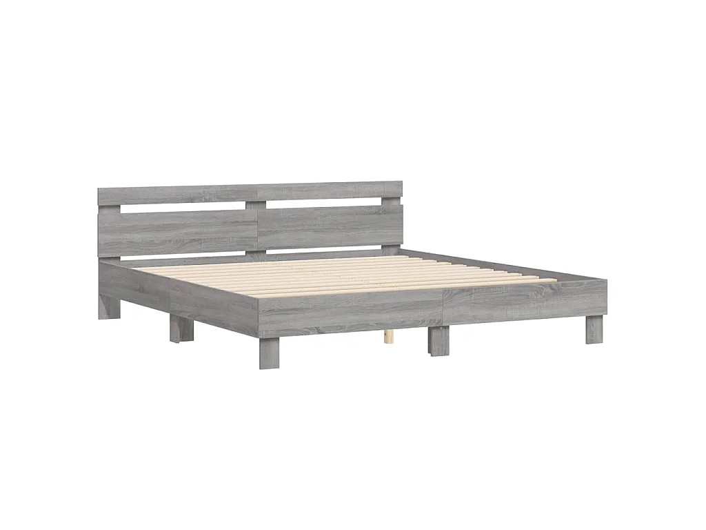 Bedframe met hoofdeinde bewerkt hout grijs sonoma 200x200 cm