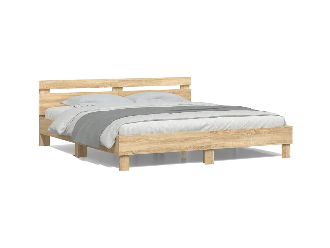 Cadre de lit avec LED sans matelas chêne sonoma 160x200 cm
