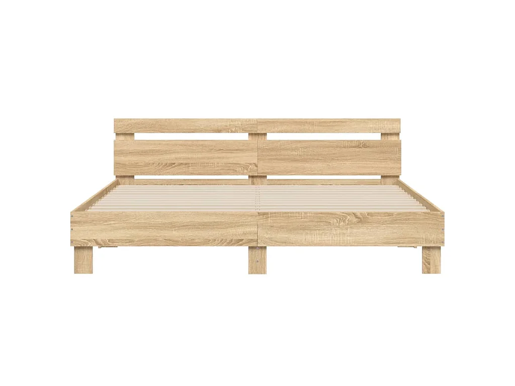 Bedframe met hoofdeinde en LED sonoma eikenkleurig 160x200 cm