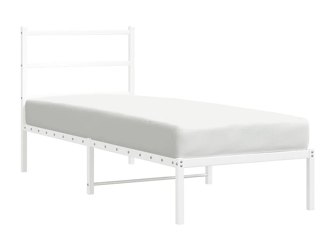 Cadre de lit métal sans matelas avec tête de lit blanc 80x200cm