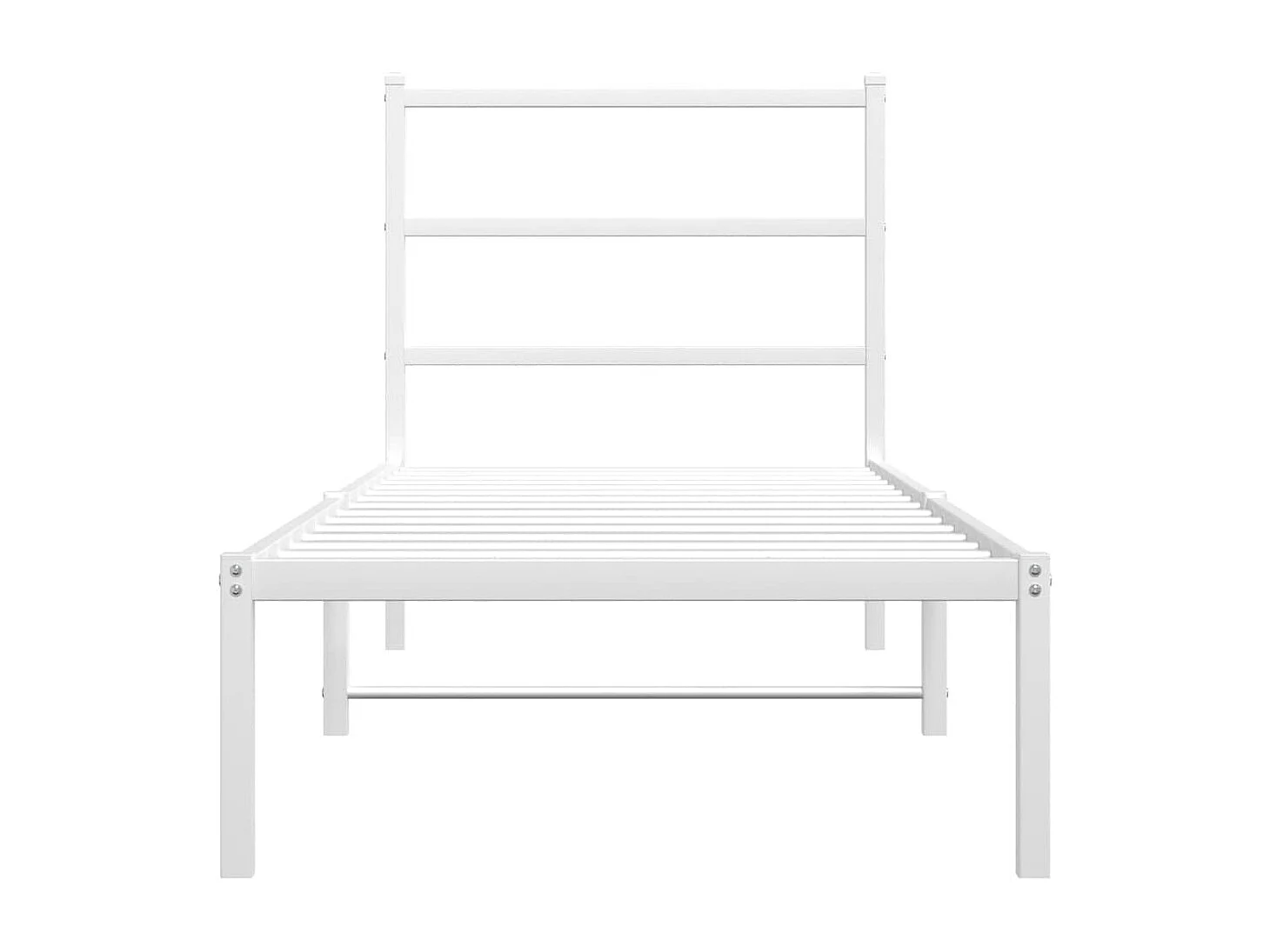 Cadre de lit métal sans matelas avec tête de lit blanc 80x200cm
