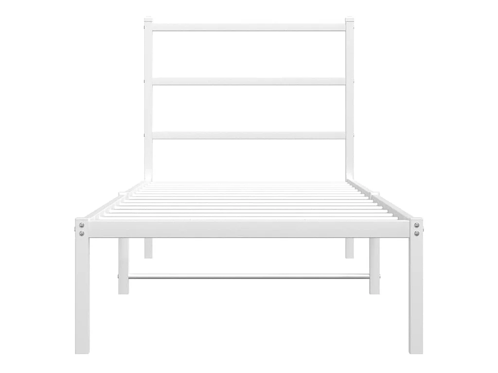 Cadre de lit métal sans matelas avec tête de lit blanc 80x200cm