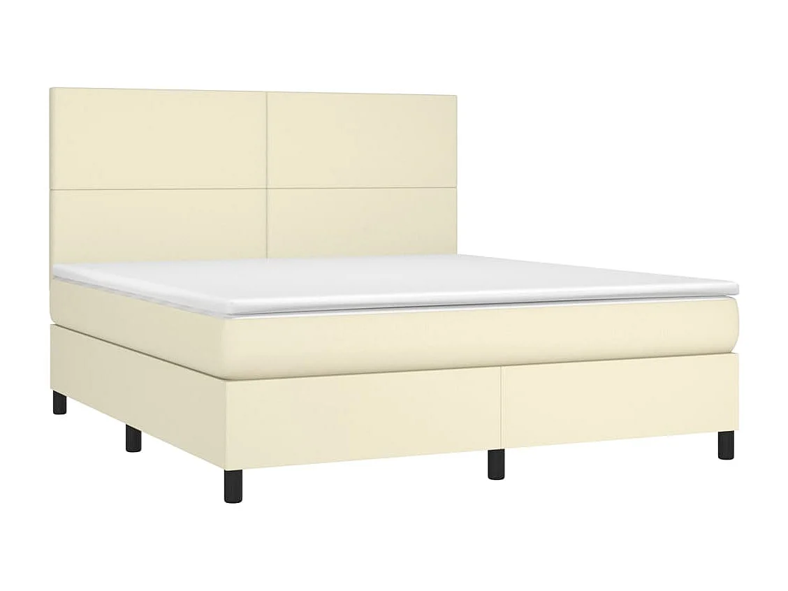 Sommier à lattes de lit avec matelas et LED Crème 160x200 cm