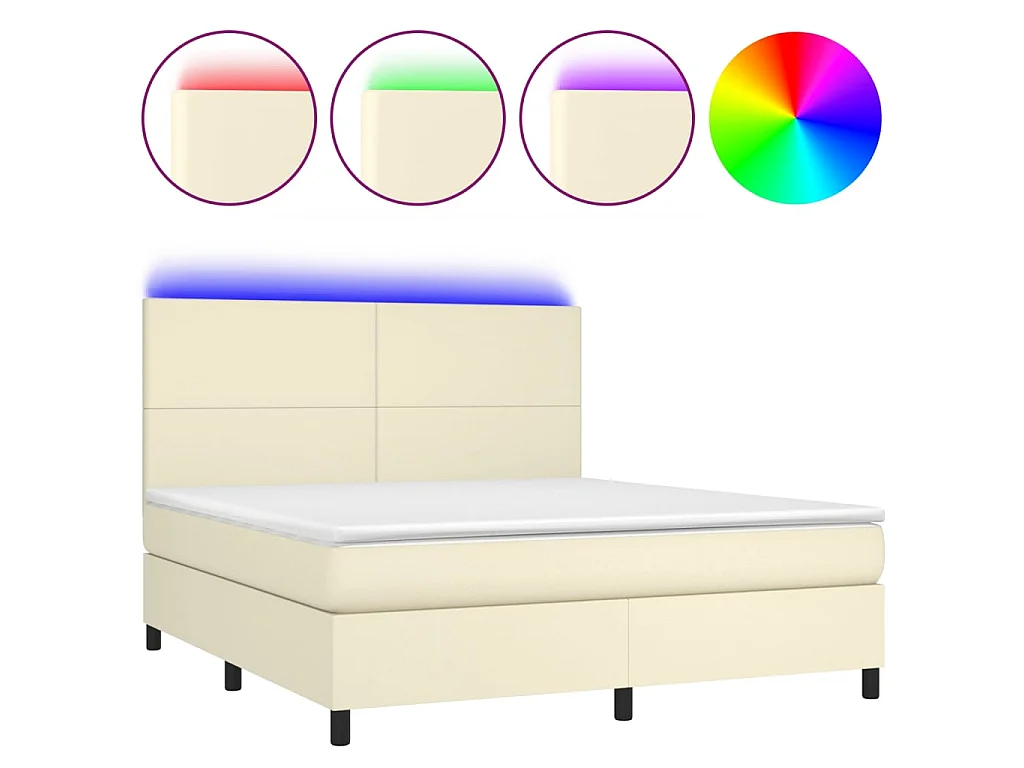 Giroletto a Molle con Materasso e LED Crema 160x200 cm