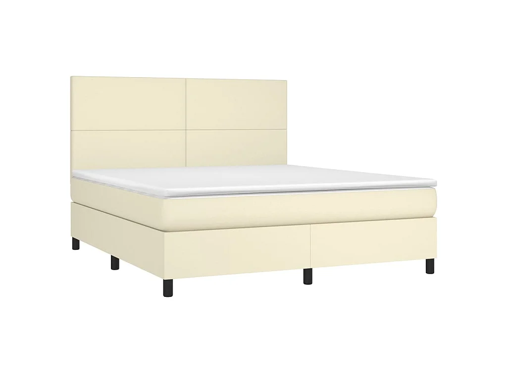 Giroletto a Molle con Materasso e LED Crema 160x200 cm