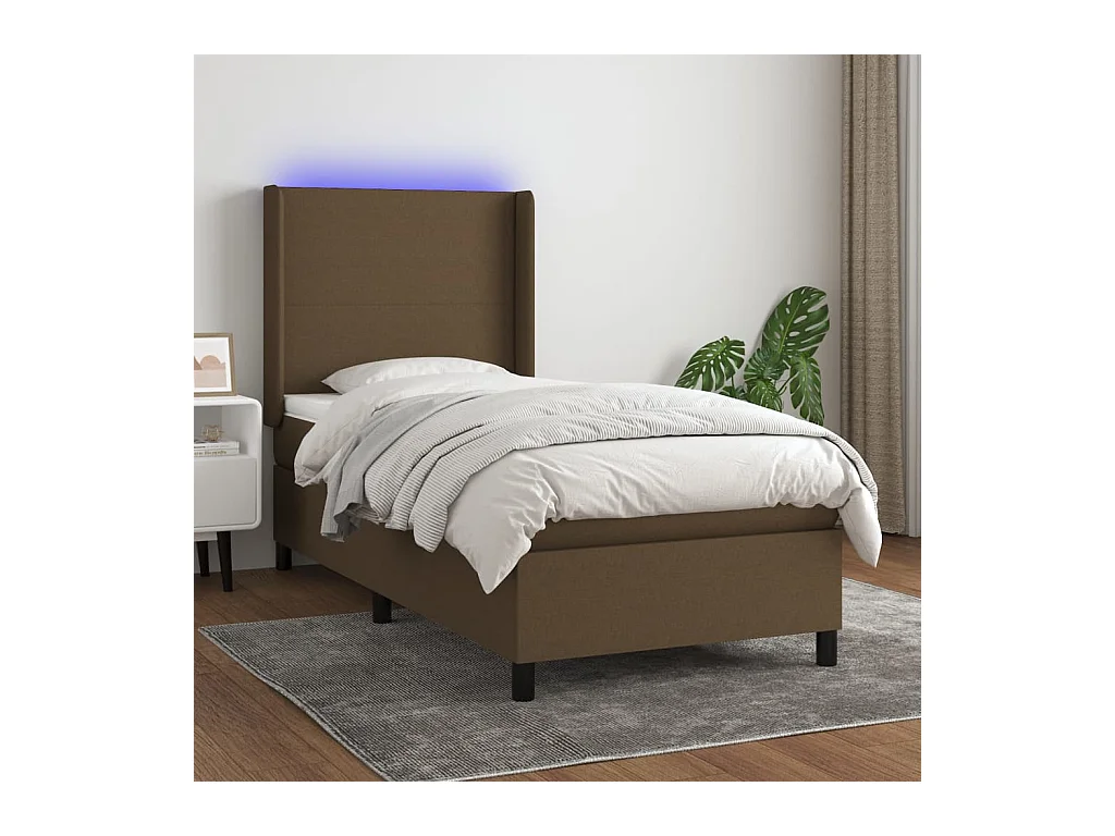 Boxspringbett mit Matratze & LED Dunkelbraun 80x200 cm Stoff