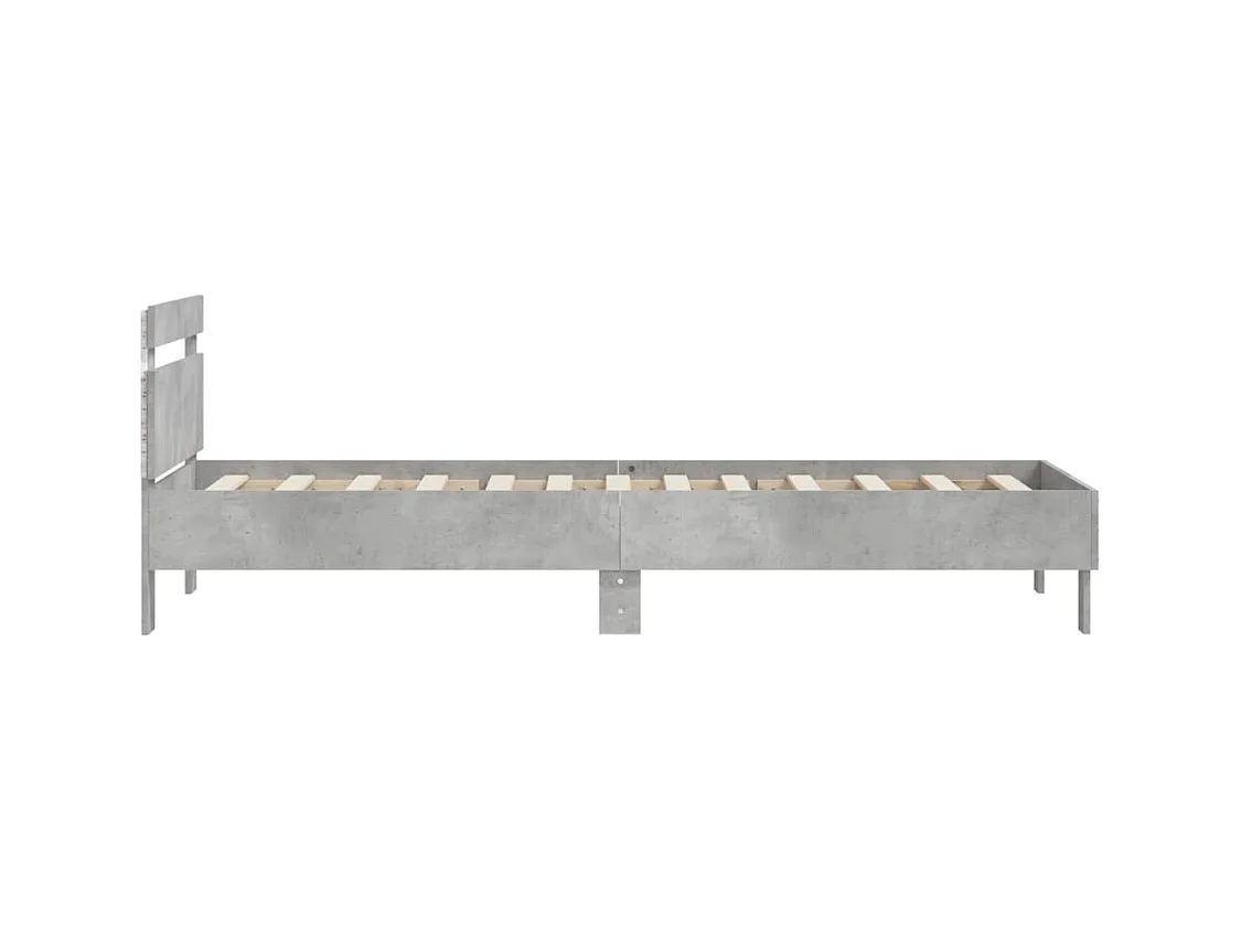 Bedframe met hoofdbord en LED-verlichting betongrijs 90x200 cm