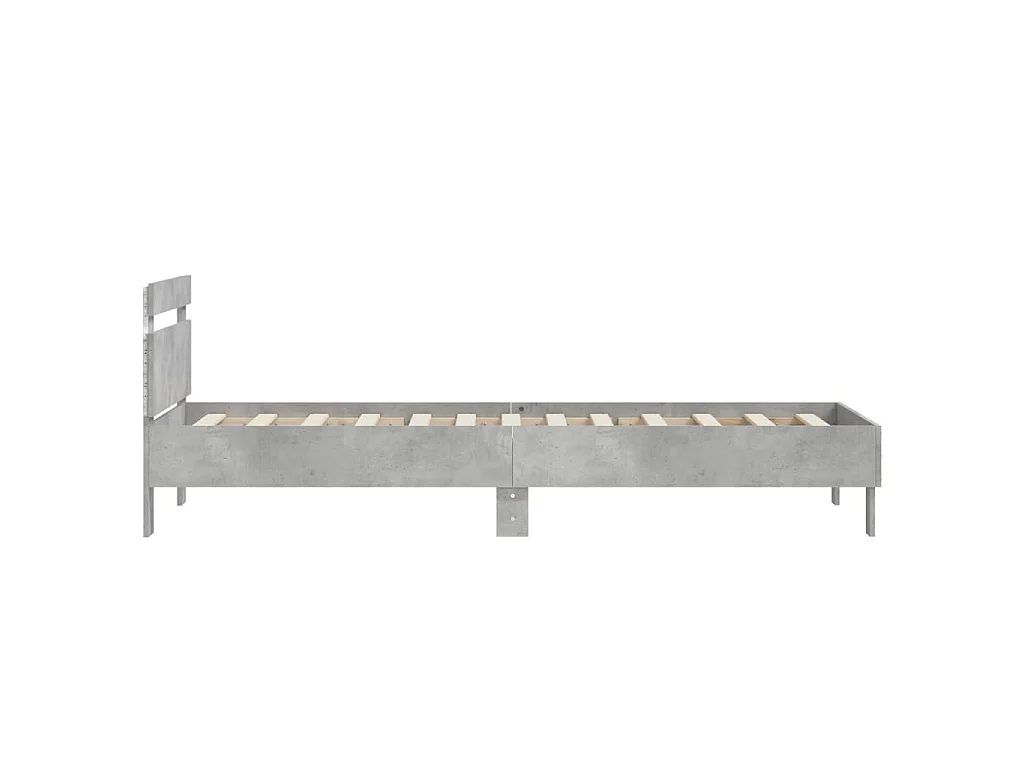 Giroletto con Testiera e LED Grigio Cemento 90x200 cm