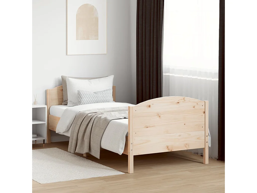 Estructura de cama sin colchón madera maciza de pino 90x190 cm