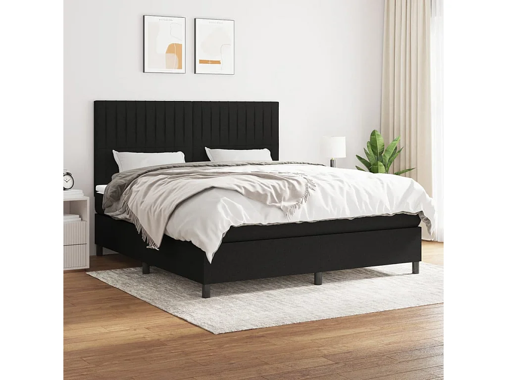 Boxspringbett mit Matratze Schwarz 160x200 cm Stoff