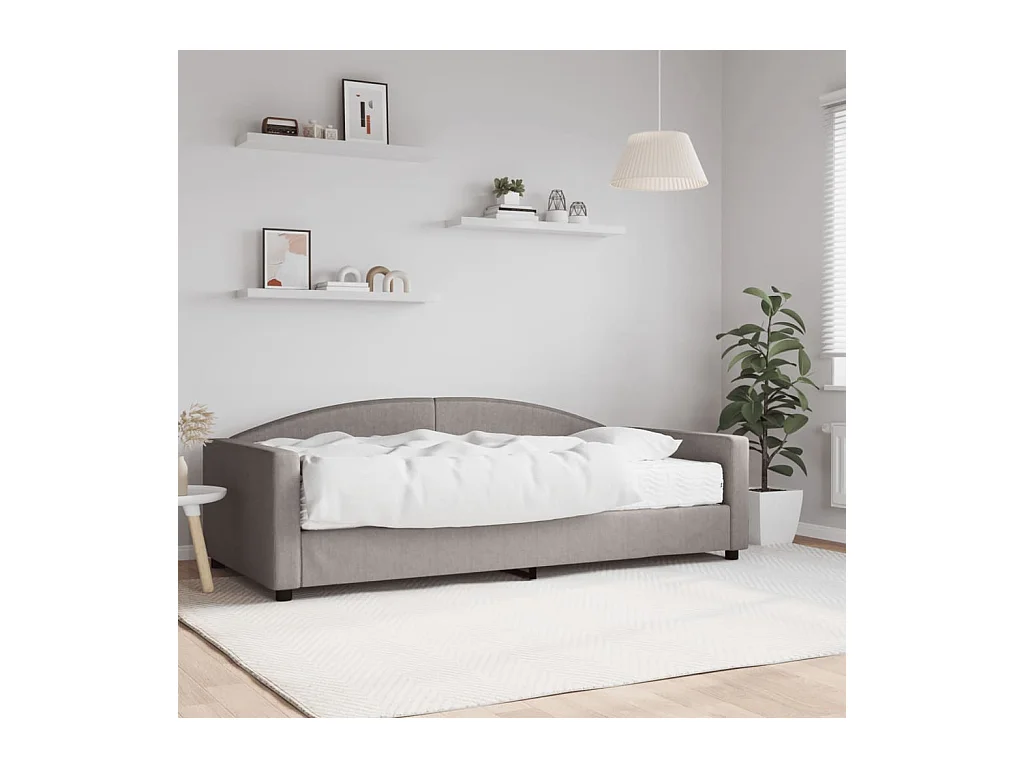 Tagesbett mit Matratze Taupe 100x200 cm Stoff