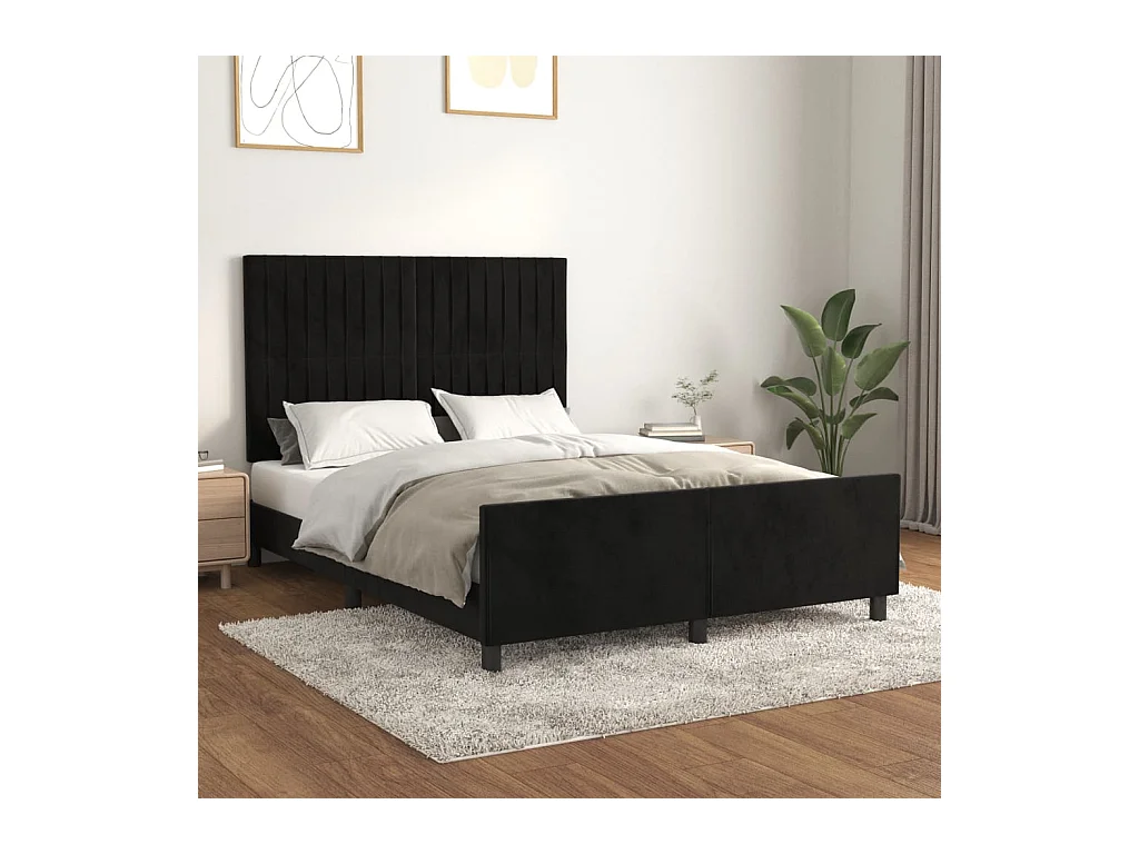 Cadre de lit sans matelas noir 140x190 cm velours
