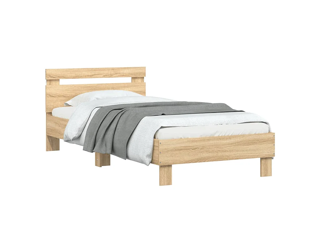 Bedframe met hoofdbord en LED sonoma eikenkleurig 90x190 cm