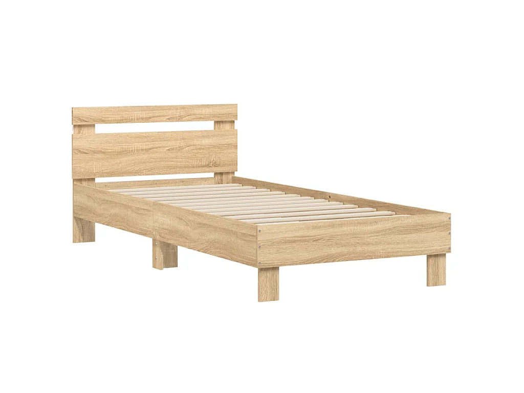 Bedframe met hoofdbord en LED sonoma eikenkleurig 90x190 cm