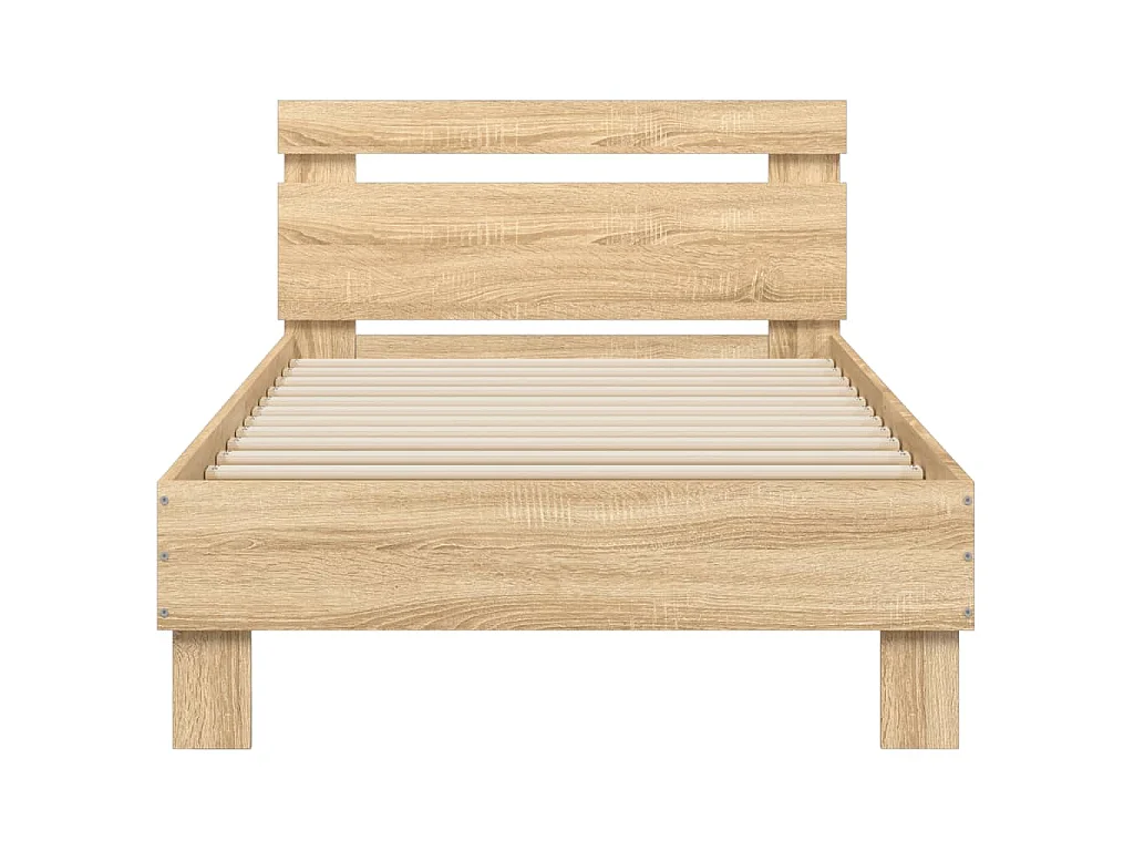 Bedframe met hoofdbord en LED sonoma eikenkleurig 90x190 cm