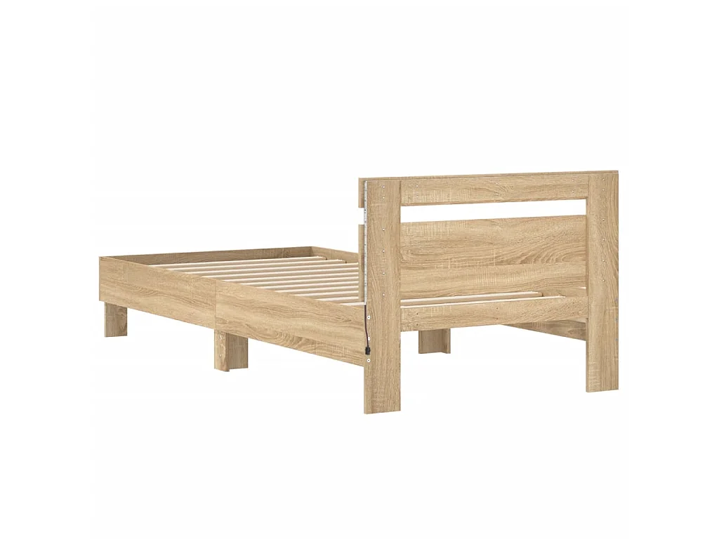 Bedframe met hoofdbord en LED sonoma eikenkleurig 90x190 cm