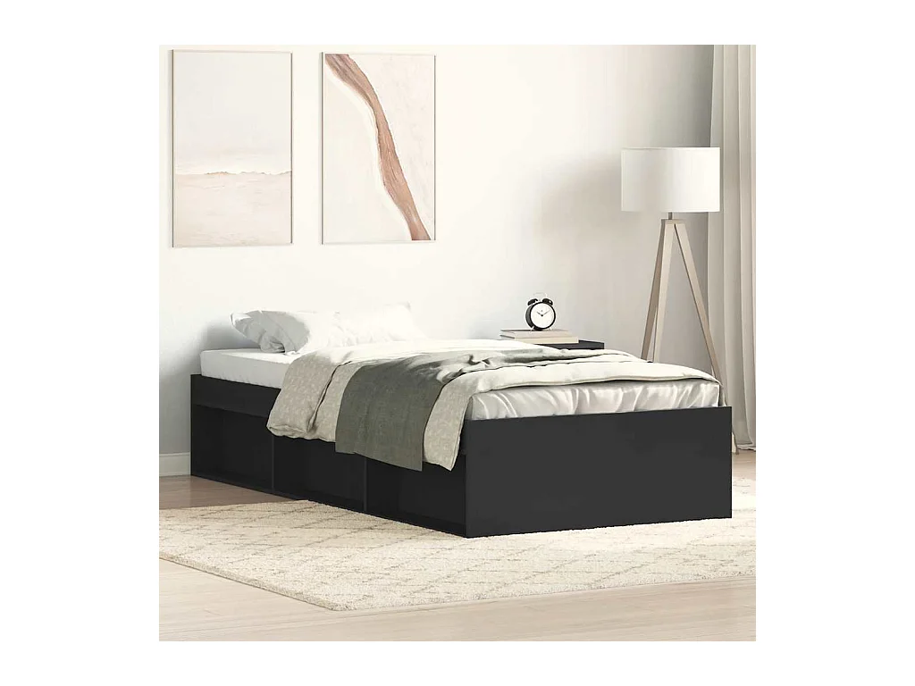 Cadre de lit sans matelas noir 100x200 cm