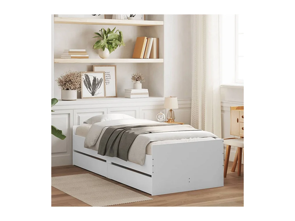 Cadre de lit sans matelas blanc 75x190 cm